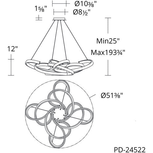 Woven 1 Light 51 inch Black Pendant Ceiling Light Pendant Modern Forms