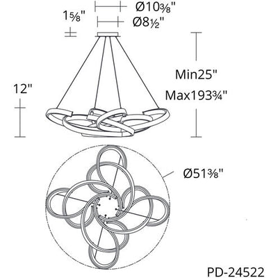 Woven 1 Light 51 inch Black Pendant Ceiling Light Pendant Modern Forms
