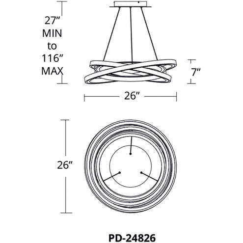 Veloce LED Titanium Chandelier Ceiling Light 26in Chandelier Modern Forms