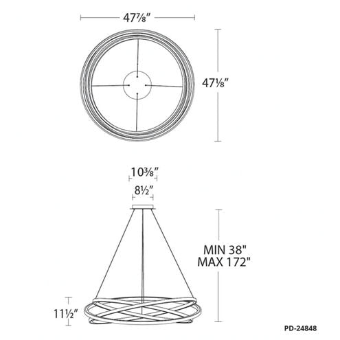 Veloce LED Black Chandelier Ceiling Light 48in