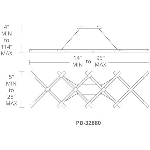 Scissors LED 80 inch Brushed Aluminum Chandelier Ceiling Light Chandelier Modern Forms