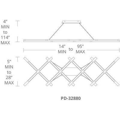 Scissors LED 80 inch Brushed Aluminum Chandelier Ceiling Light Chandelier Modern Forms