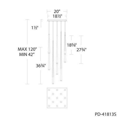 Cascade Multi-Light Pendant Ceiling Light 13 Light 20 inch Black Pendant Modern Forms