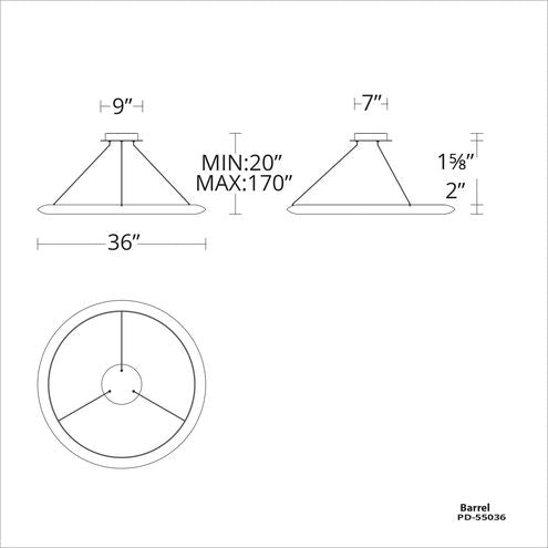 The Ring LED 36 inch Chandelier Ceiling Light in 3500K 36in Brushed Aluminum Chandelier Modern Forms