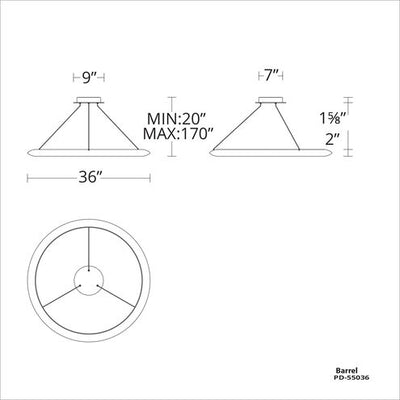 The Ring LED 36 inch Chandelier Ceiling Light in 3500K 36in Brushed Aluminum Chandelier Modern Forms