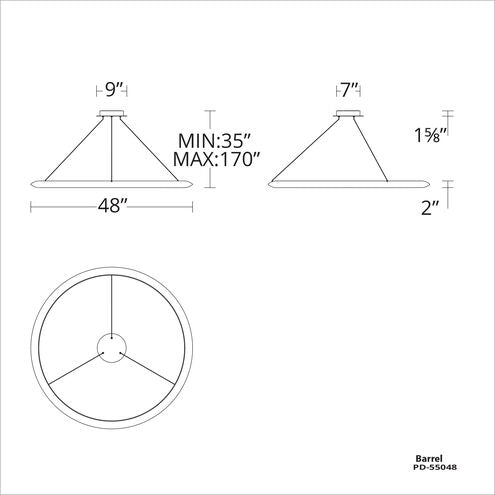 The Ring LED 48 inch Chandelier Ceiling Light in 3000K 48in Brushed Aluminum Chandelier Modern Forms