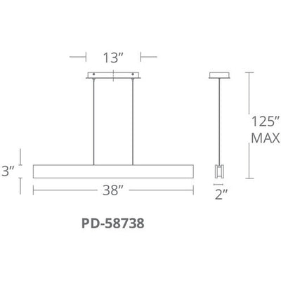 Drift LED Walnut Linear Pendant Ceiling Light 38in Linear Modern Forms