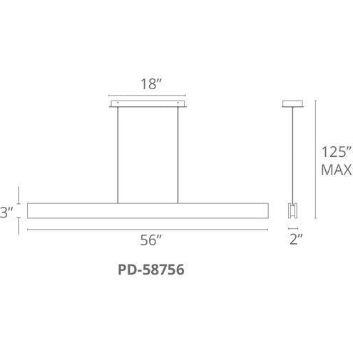 Drift LED Dark Walnut Linear Pendant Ceiling Light in 56in Linear Modern Forms