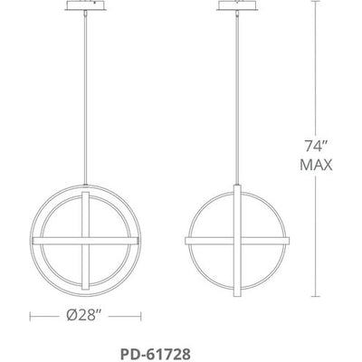 Kinetic Pendant Ceiling Light in 28in LED 28 inch Black Chandelier Modern Forms
