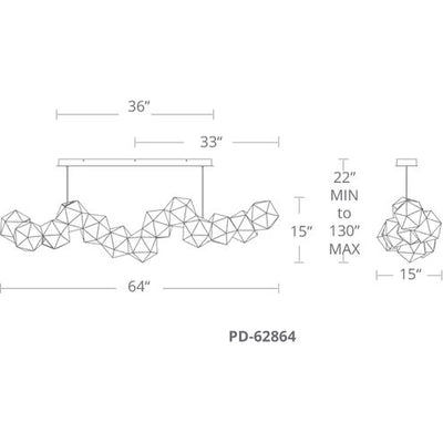 Riddle LED Black Linear Pendant Ceiling Light 64in Linear Modern Forms