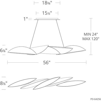 Sydney 5 Light 56 inch Aged Brass Linear Pendant Ceiling Light Linear Modern Forms