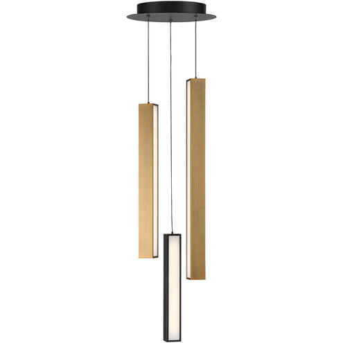 Chaos LED Multi-Light Pendant Ceiling Light in 3, 12in Black Aged Brass/Black Pendant Modern Forms