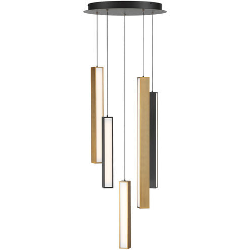 Chaos Black Aged Brass Multi-Light Pendant Ceiling Light in 5, 17in Pendant Modern Forms