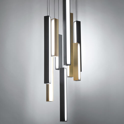 Chaos LED Black Aged Brass Multi-Light Pendant Ceiling Light in 9, 17in Pendant Modern Forms