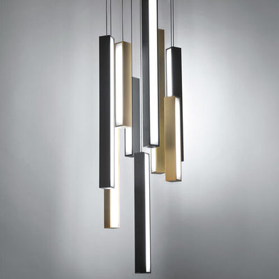 Chaos LED Black Aged Brass Multi-Light Pendant Ceiling Light in 9, 17in Pendant Modern Forms