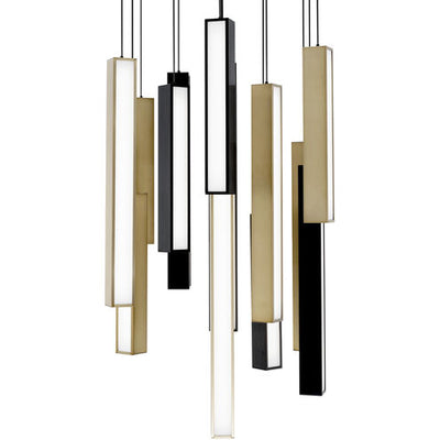 Chaos 13 Light 20 inch Black Aged Brass Multi-Light Pendant Ceiling Light Pendant Modern Forms