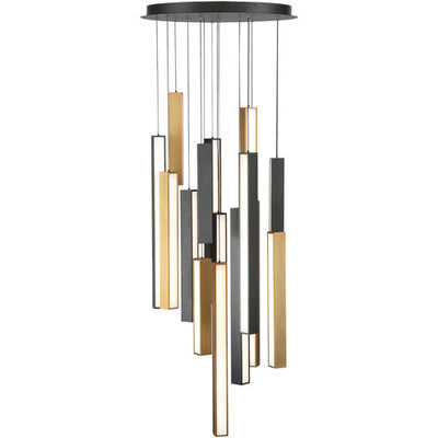 Chaos LED 23 inch Black Aged Brass Multi-Light Pendant Ceiling Light in 15 Pendant Modern Forms