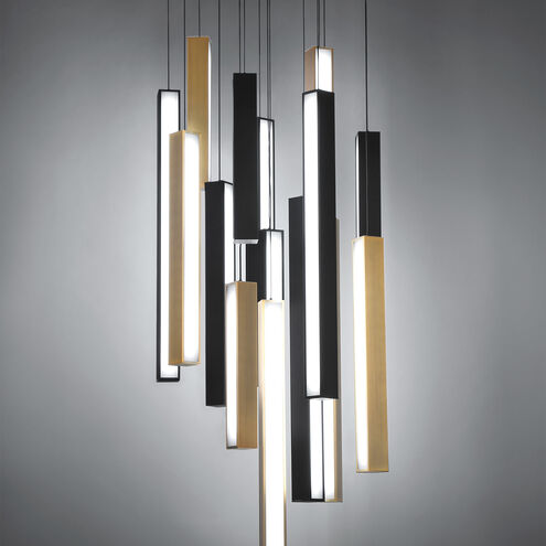 Chaos LED 23 inch Black Aged Brass Multi-Light Pendant Ceiling Light in 15 Pendant Modern Forms