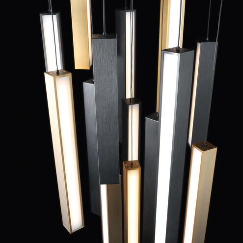 Chaos LED 23 inch Black Aged Brass Multi-Light Pendant Ceiling Light in 15 Pendant Modern Forms