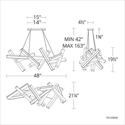 Chaos LED 21 inch Brushed Aluminum Chandelier Ceiling Light in 11 Chandelier Modern Forms