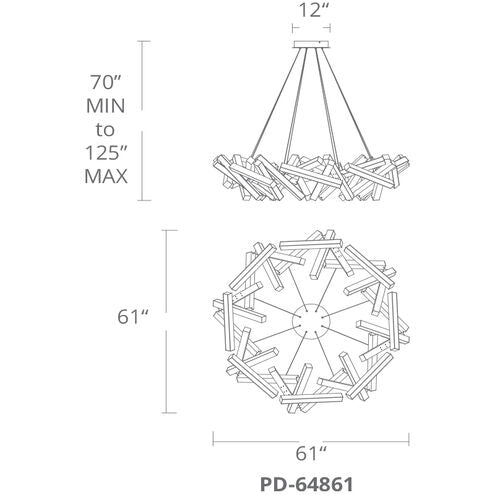 Chaos LED 61 inch Brushed Aluminum Chandelier Ceiling Light in 31 Chandelier Modern Forms