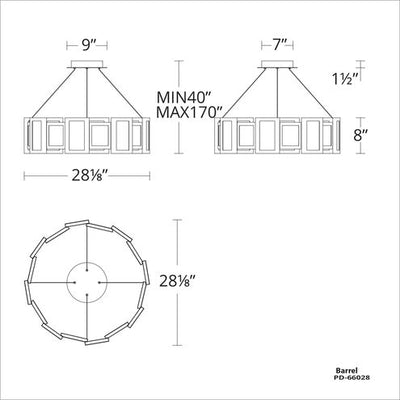 Fury LED 28 inch Aged Brass Chandelier Ceiling Light in 28in. Chandelier Modern Forms