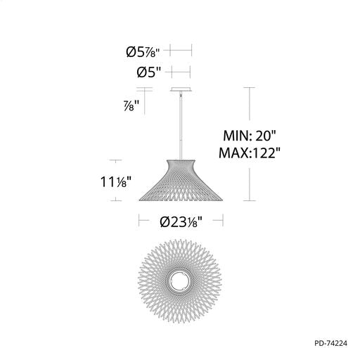 Zenya Pendant Ceiling Light 1 Light 23 inch Gold Pendant Modern Forms
