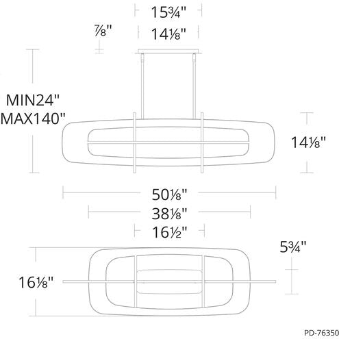 Vesta 8 Light 50.13 inch Black Linear Chandelier Ceiling Light Linear Modern Forms