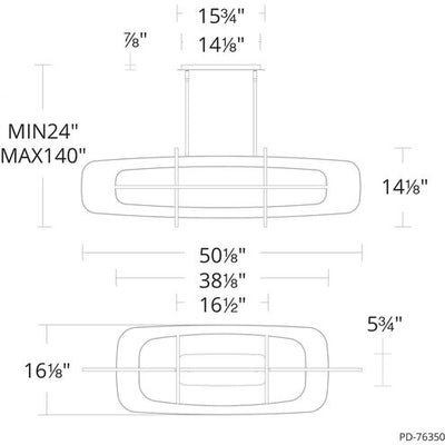 Vesta 8 Light 50.13 inch Black Linear Chandelier Ceiling Light Linear Modern Forms
