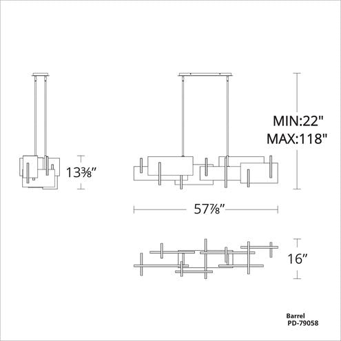 Amari LED Linear Chandelier Ceiling Light 16 inch Aged Brass Linear Modern Forms