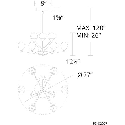 Double Bubble Chandelier Ceiling Light 9 Light 24 inch Black Chandelier Modern Forms