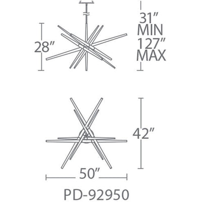 Stormy LED 48 inch Aged Brass Pendant Ceiling Light Pendant Modern Forms