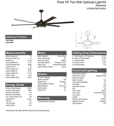 78" Prost in Espresso w/ Espresso Blades Accessory CRAFTMADE