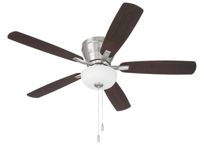 52" Wheeler 2-Light Bowl in Brushed Polished Nickel w/ Driftwood/Walnut Blades Ceiling Fan CRAFTMADE