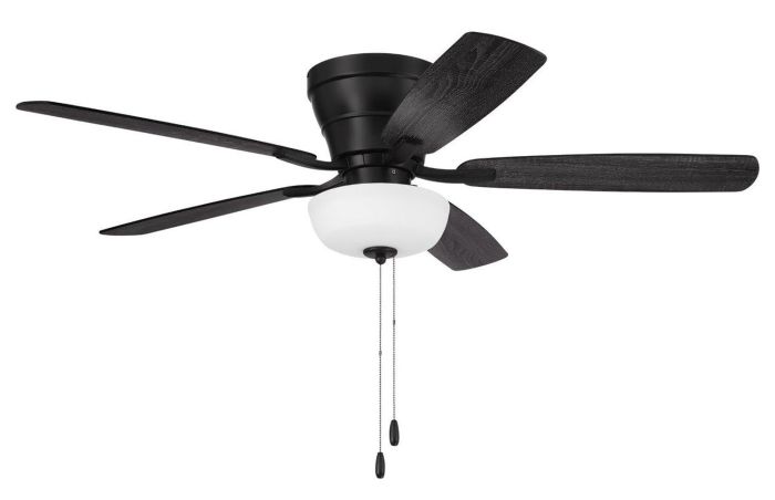 52" Wheeler 2-Light Bowl in Flat Black w/ Flat Black/Greywood Blades Ceiling Fan CRAFTMADE