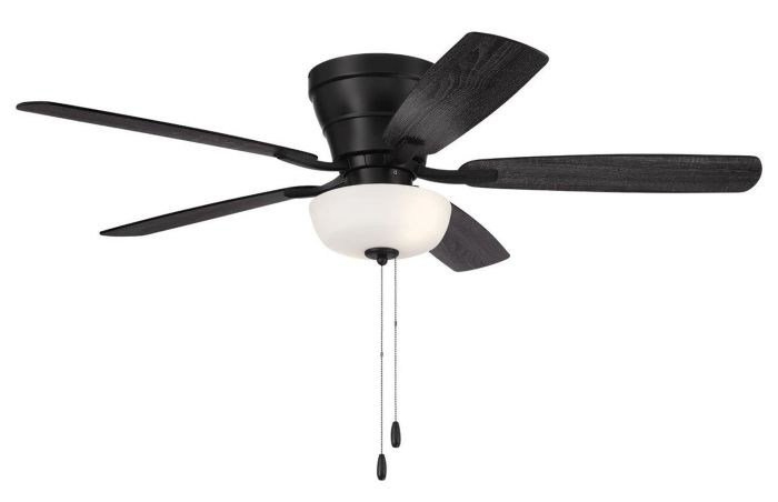 52" Wheeler 2-Light Bowl in Flat Black w/ Flat Black/Greywood Blades Ceiling Fan CRAFTMADE