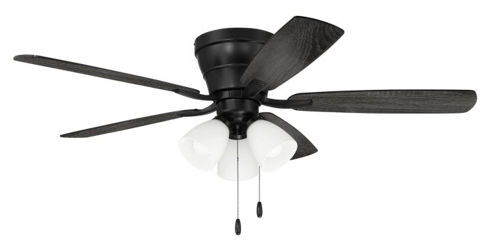 52" Wheeler 3-Light in Flat Black w/ Flat Black/Greywood Blades Ceiling Fan CRAFTMADE