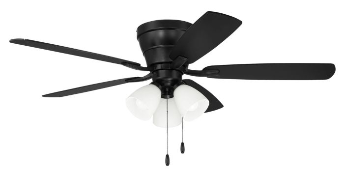 52" Wheeler 3-Light in Flat Black w/ Flat Black/Greywood Blades Ceiling Fan CRAFTMADE