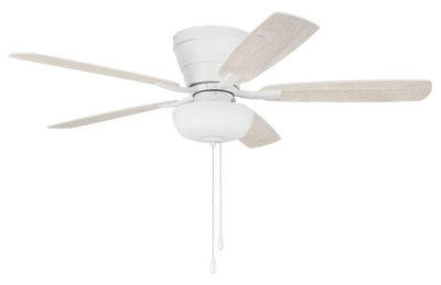 52" Wheeler 2-Light Bowl in White w/ White/Washed Oak Blades Ceiling Fan CRAFTMADE