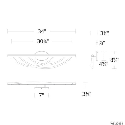 Swoop 1 Light 34 inch Brushed Nickel Bath Vanity Light Wall Light Bath and Vanity Modern Forms