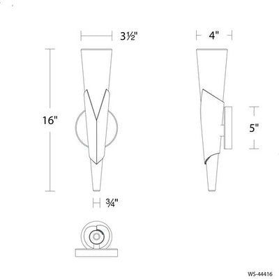 Kilt 1 Light Black ADA Wall Sconce Wall Light in 4000K Wall Sconce Modern Forms