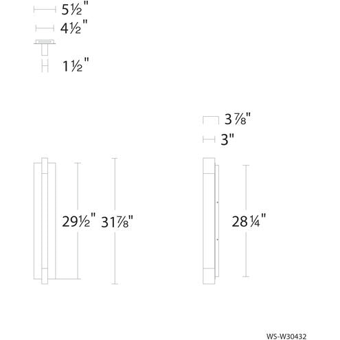 Heliograph 1 Light 31.9 inch Black Outdoor Wall Light 2700K Exterior Modern Forms