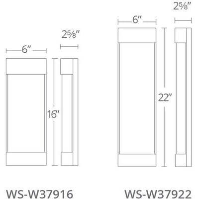 Fathom LED 16 inch Black Outdoor Wall Light in 16in. Exterior Modern Forms