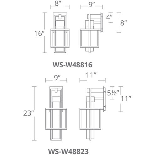 Logic Outdoor Wall Light in 16in LED 16 inch Black Exterior Modern Forms