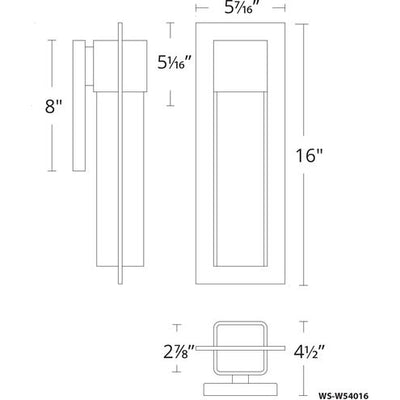 Mist Outdoor Wall Light in 16in LED 16 inch Black Exterior Modern Forms