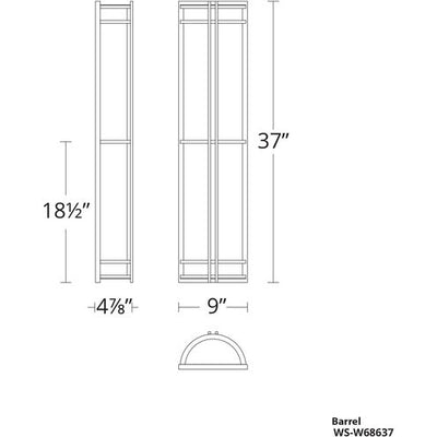 Skyscraper Outdoor Wall Light in 3000K LED 37 inch Black Exterior Modern Forms