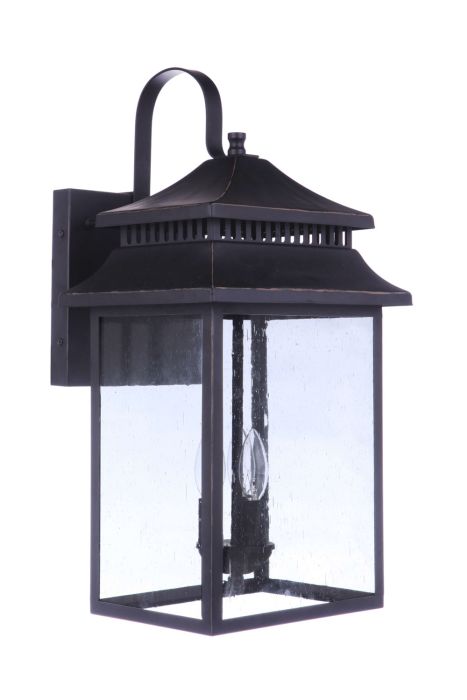 Crossbend 3 Light Extra Large Outdoor Wall Lantern in Dark Bronze Gilded Exterior Craftmade